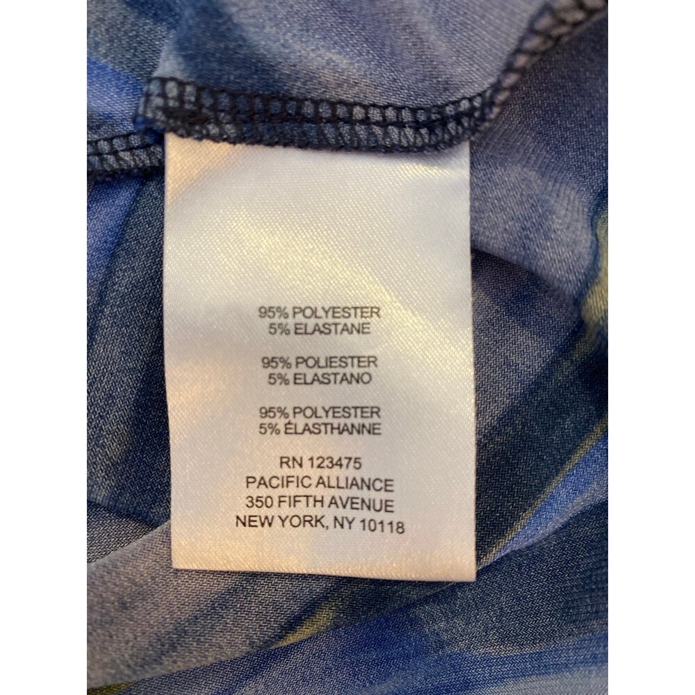 Ellen Tracy Blouse Sz Large Top Blue Green Bell Sleeves Flare Bottom + Stretch - Picture 8 of 10
